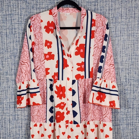 Floral and Heart Patterned Dress - Picture 2 of 5